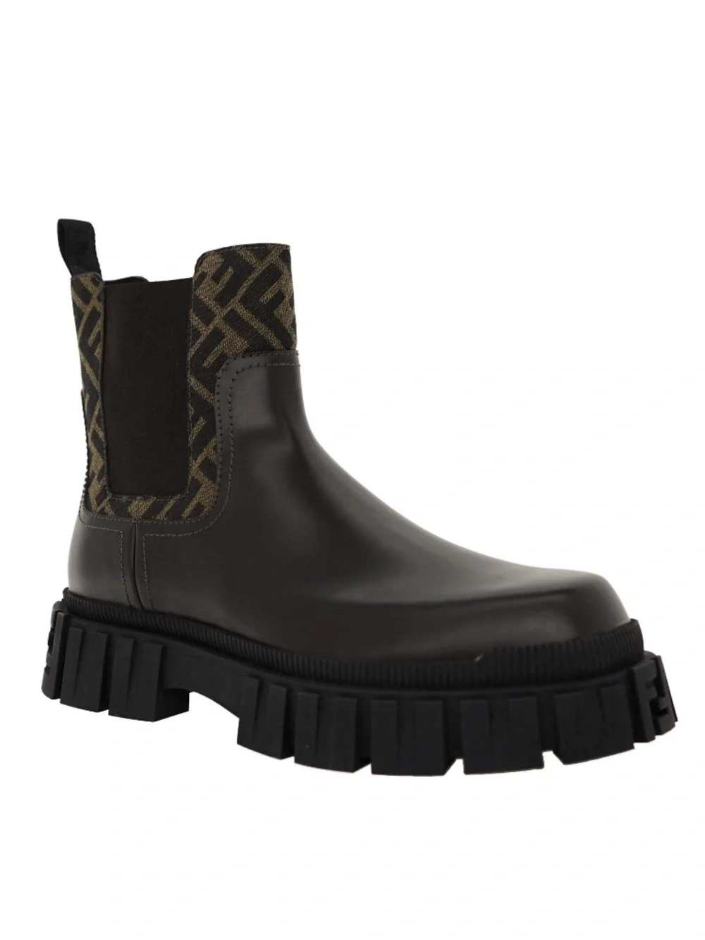 Fendi Force Ankle Chelsea Boots FF Panels Brown Leather Size 9 New